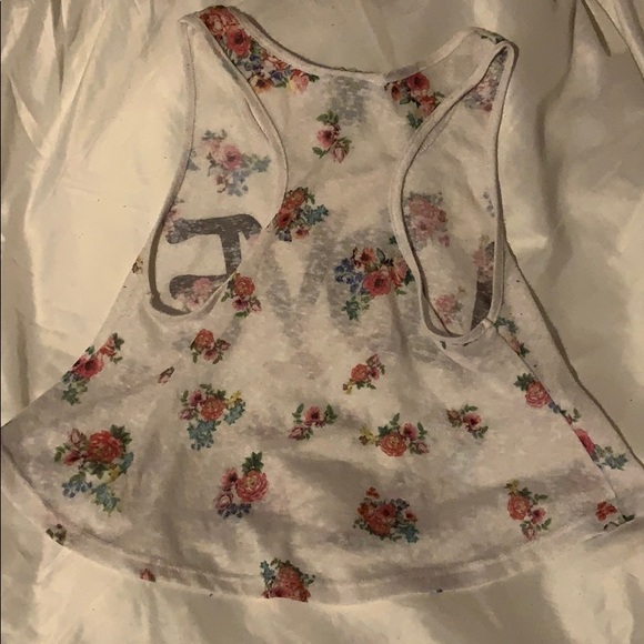 Rue 21 “LOVE” sheer white floral tank top - Picture 2 of 2